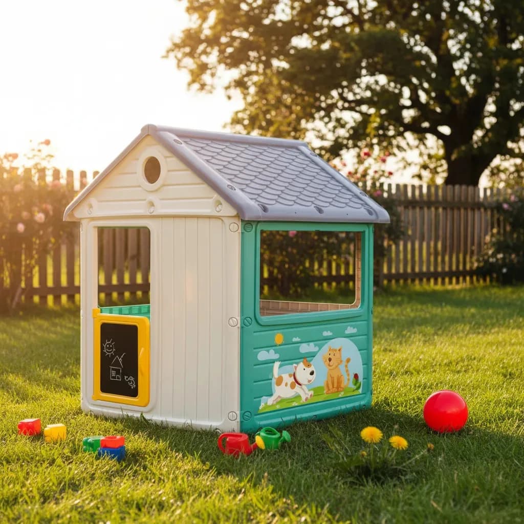 Dolu Casa de Juego DL2612 Blanca y Celeste para Exterior