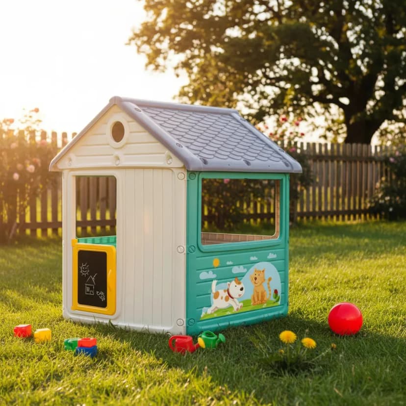 Dolu Casa de Juego DL2612 Blanca y Celeste para Exterior