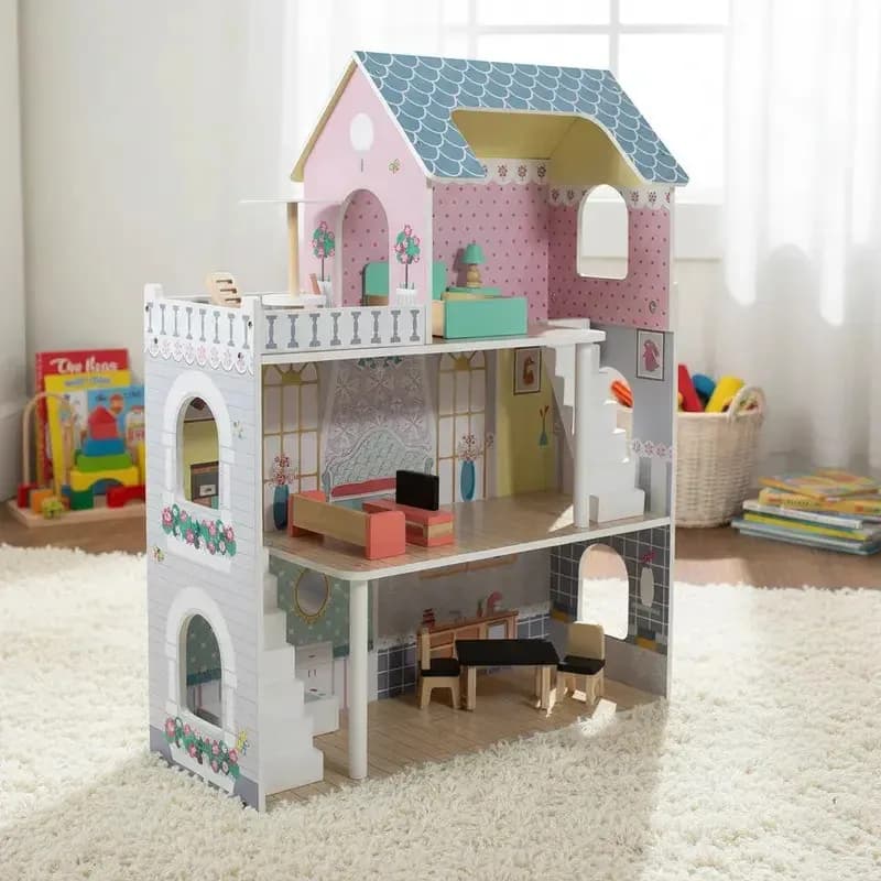 Bebesit Casa de Muñecas de Madera Montessori con muebles PH11A003
