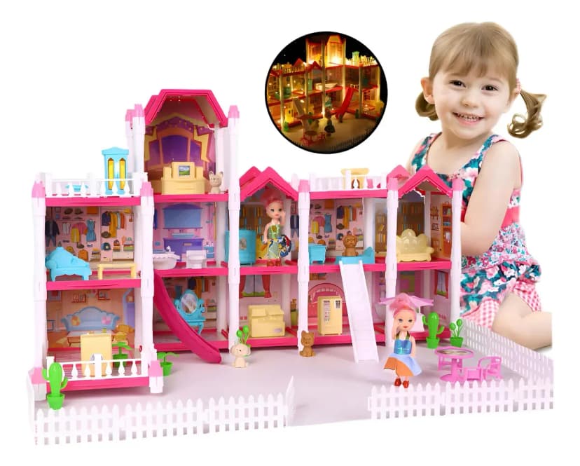 Anikids Casa de Muñecas Princesa LED 11 cuartos RB20059