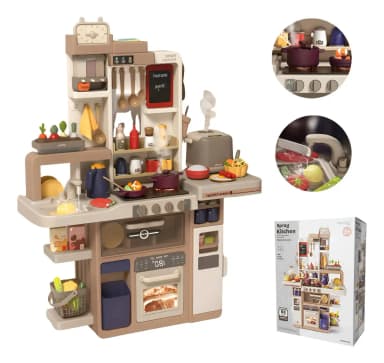 Cocina de Juguete Grande 93 cm con 88 piezas, vapor, grifo y luces
